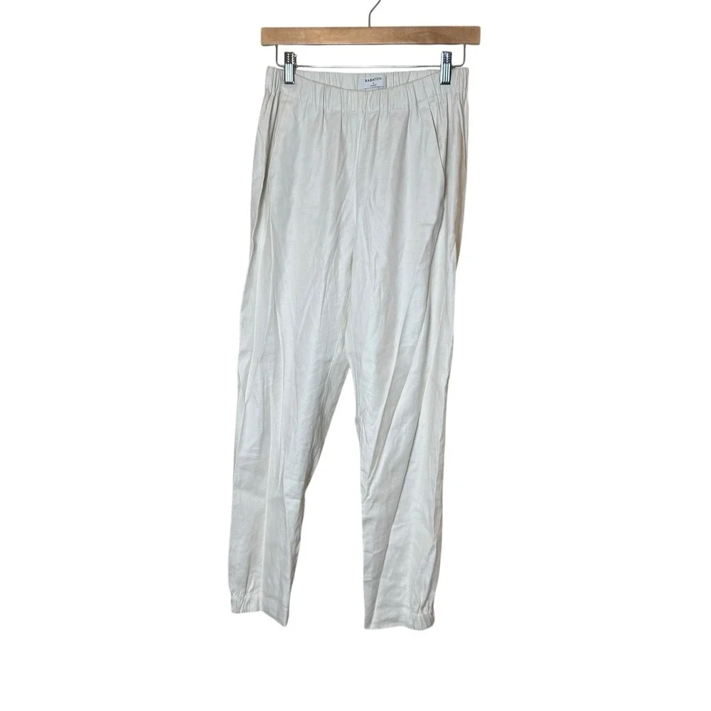 Babaton Dexter Linen‎ Blend Trouser Ankle Pants Small Ivory Quiet Luxury Neutral